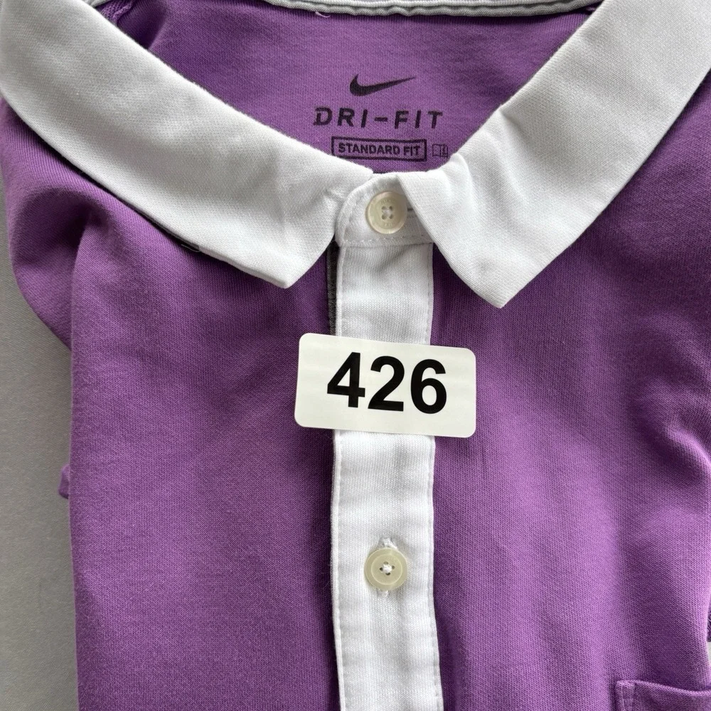 Nike Dri-FIT Polo Shirt XL Purple Navy Colorblock Pocket Standard Fit‎